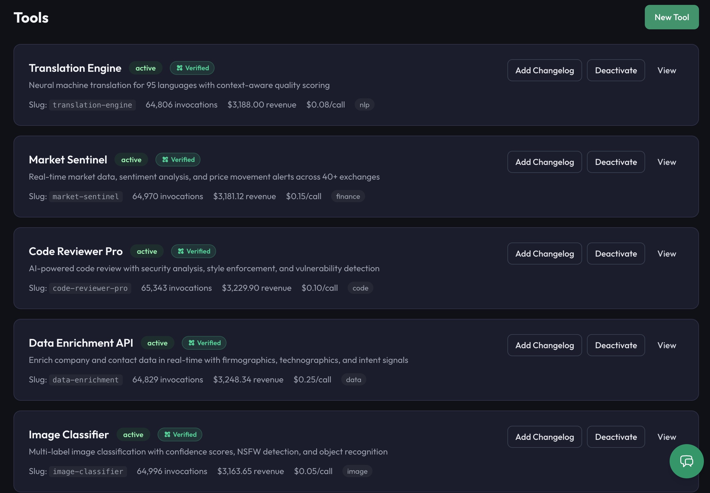 SettleGrid Showcase with published tools and verified badges